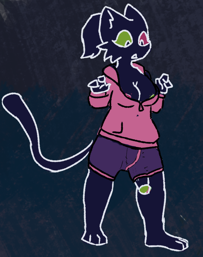 Blip's big boobs are about to burst from her zip-up hoodie